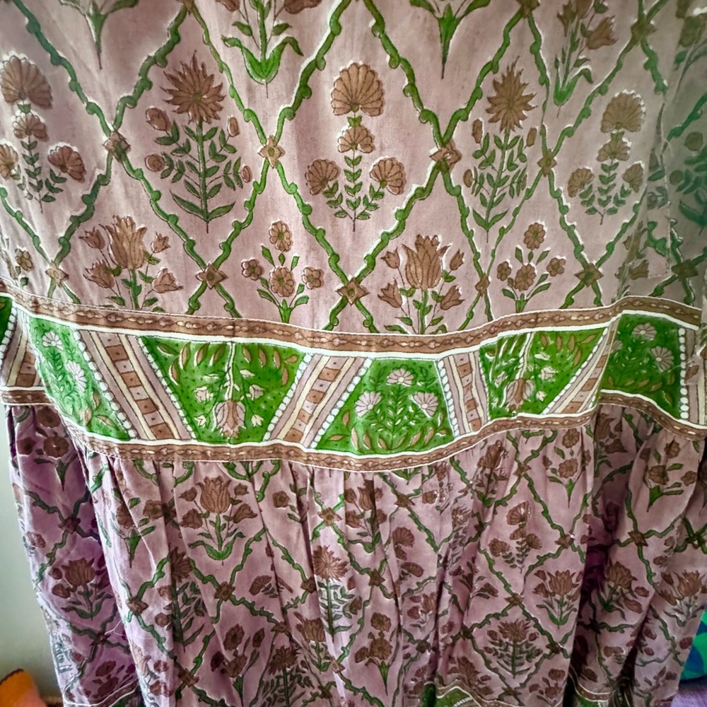 NWOT VICTORIA DUNN Birdie Dress in soft floral riseand Green-XS - Picture 6 of 7